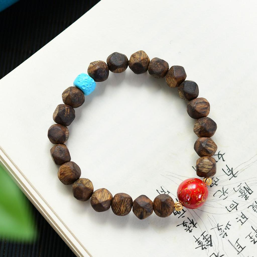 Chinese Agarwood Lacquer Red Bead Bracelet (No Oil Injection)