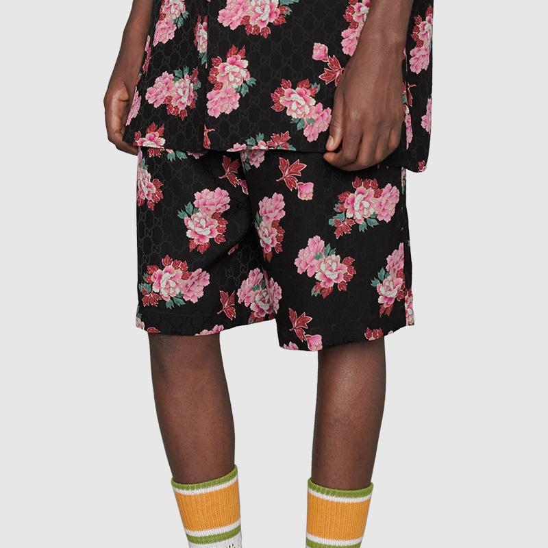 GUCCI Peony Print Silk Shorts Men's 624399-ZAEP6-1187