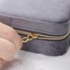 Velvet Jewelry Box Travel Portable Flannel Square Zipper Style Jewellery Storage Case  Gift Holder Ring Earring Holder