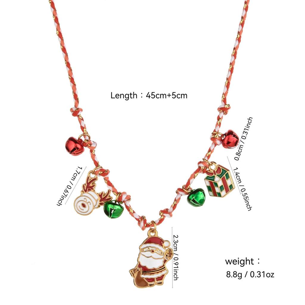 Christmas Series Stainless Steel Necklace with Tree, Socks, and Bells Design