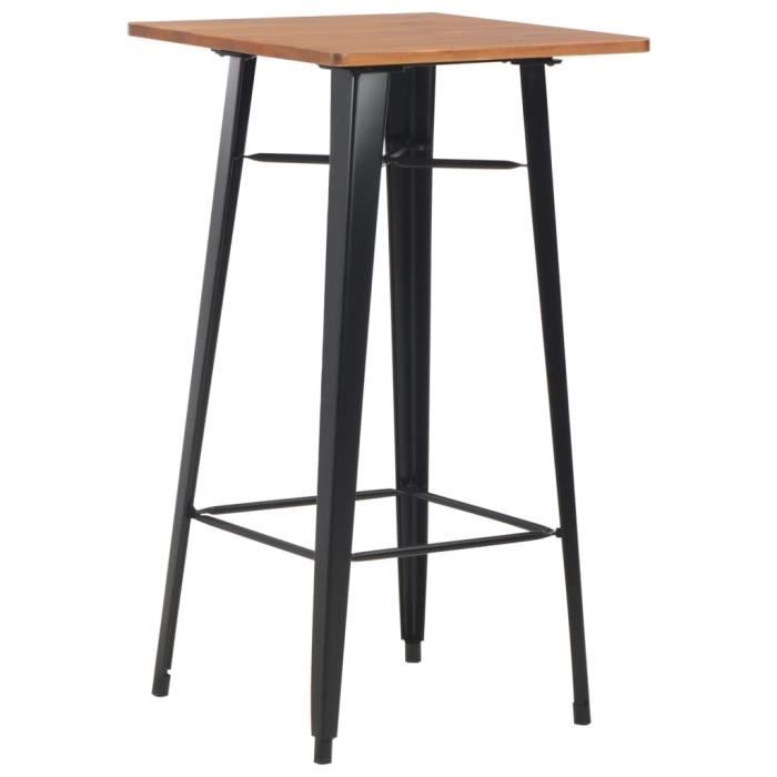 VidaXL Table de bar Noir 60x60x108 cm Pinède et acier