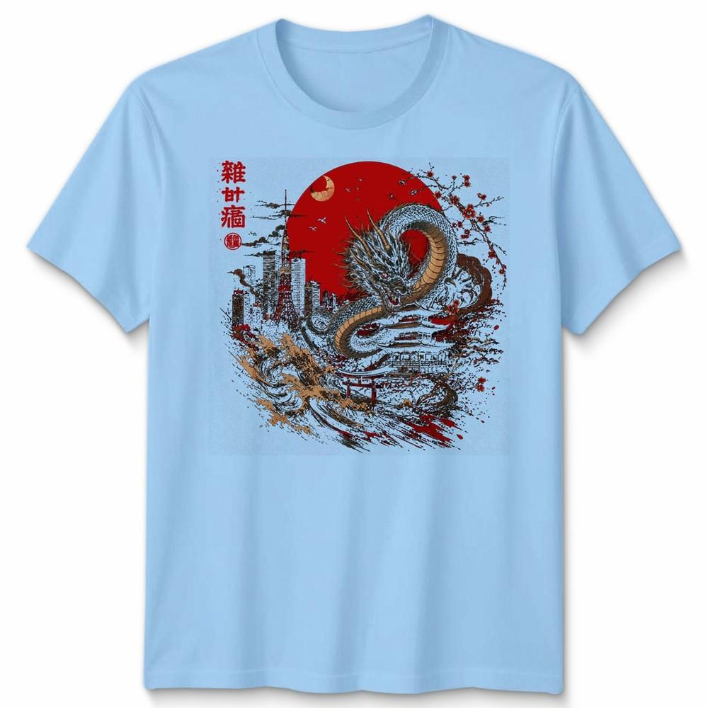 Japanese Tokyo Unisex T Shirt Rising Dragon Great Wave Off Kanagawa Kanji S