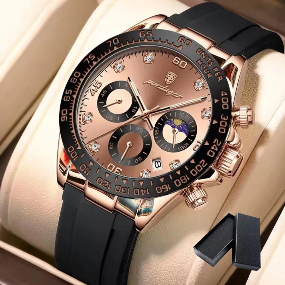 POEDAGAR Luxury Casual Top Brand Watch Business Sport Chronograph Date Luminous Waterproof Silicone Strap Watch Male reloj