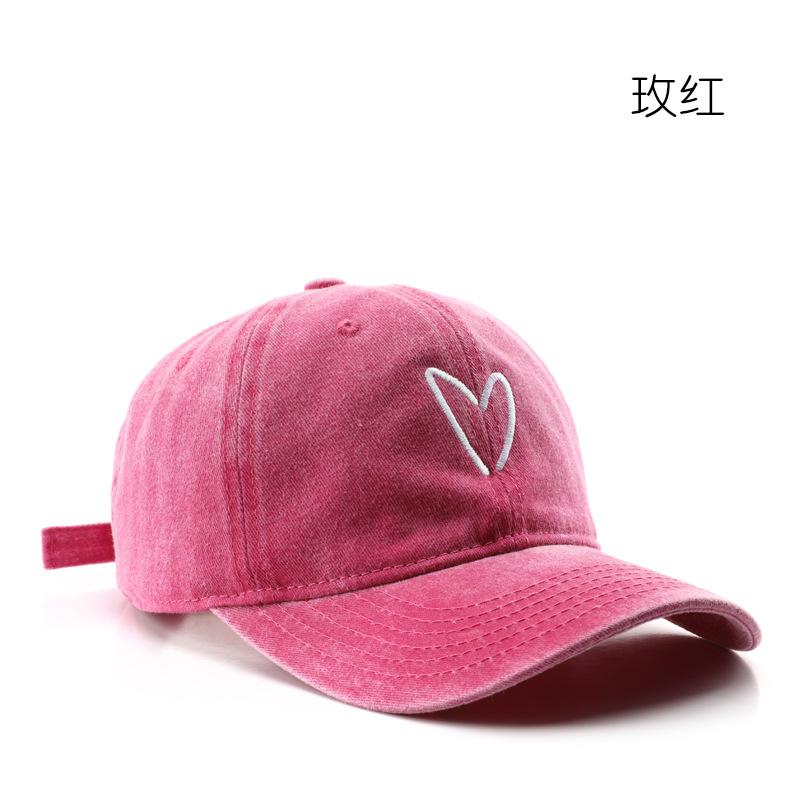 Japanese personality female retro washed old love embroidered peaked cap outdoor men travel sunscreen shading baseball cap