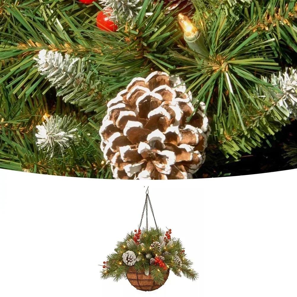 30*25*15cm Christmas Flower Basket Decorative Hanging Flower Arrangement Colorful Flower Arrangement Enchanting Glow