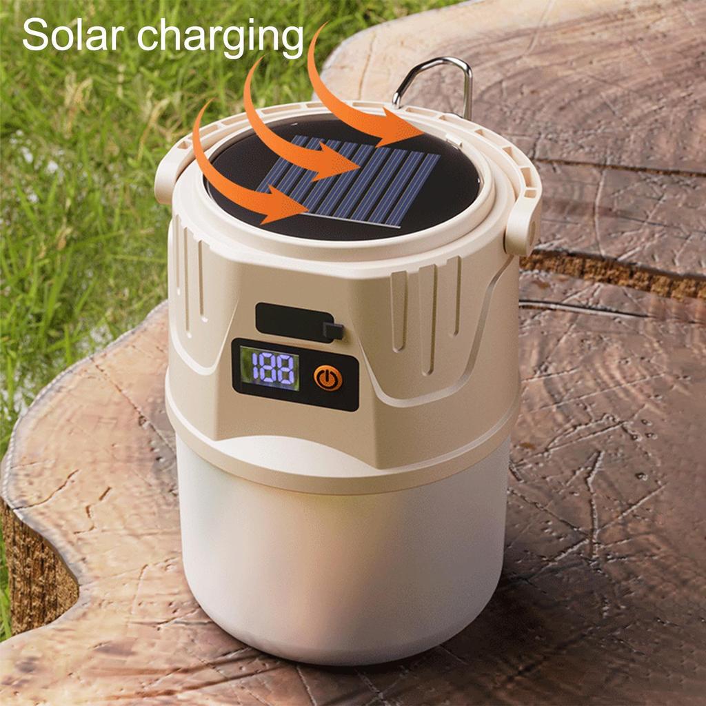 Lanterns For Camping Portable Camping Light Solar Panel 2 Modes Waterproof Lamp With Hook Survival Gear For Tent Hiking Fishing