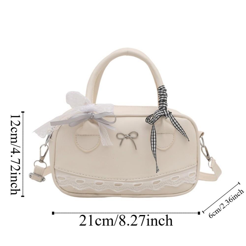 Bow Boston Handbag Lace Ribbon Small Square Bag All-Match Crossbody Bowling Bag  Party