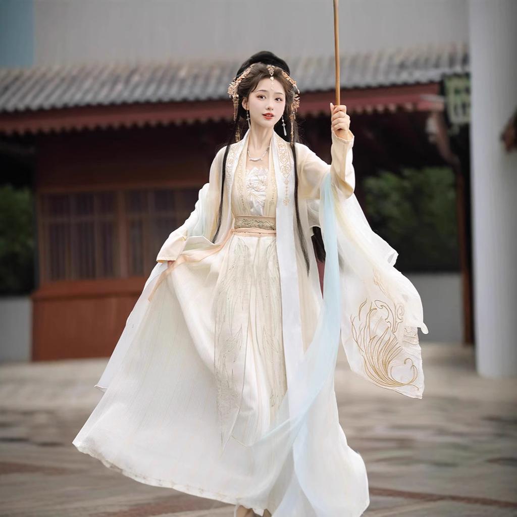 Song Dynasty Martial Arts Style Ancient Clothing Super Fairy Big-sleeved Shirt Waist-length Skirt Set Improved Daily Autumn