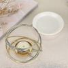 Metal Essential Oil Burner Wax Melt Burner With Ceramic Bowl, Home Decorative Tea Light Candle Holder Aroma Diffuser, Round Shape - PR
