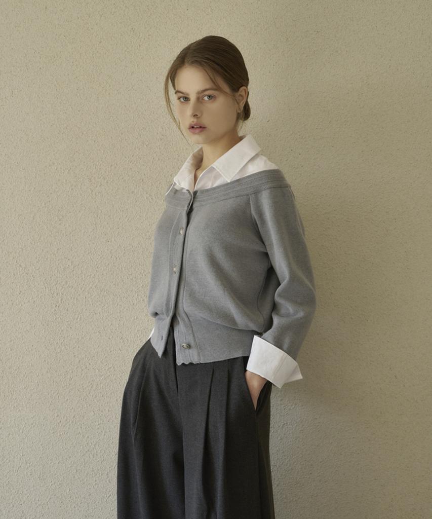 Eima Off-Shoulder Layered Knit_Gray
