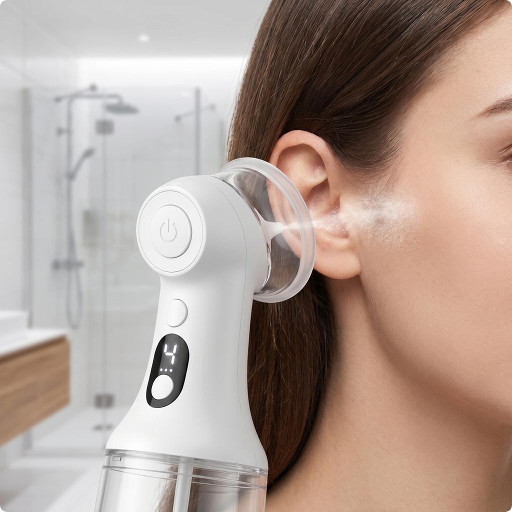 Electric Ear Cleaner Cordless Automatic Earwax Removal Device with Water Spray Function Rechargeable Ear Washing Kit for Personal Hygiene