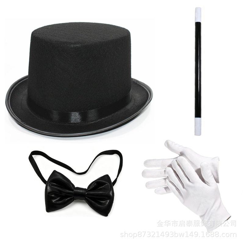 Halloween Chapeau de Magicien Cravate Gants Ensemble d'Accessoires de Costume 530