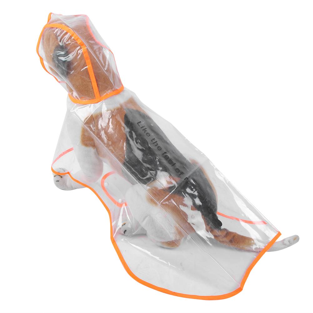 PU Transparent Orange Kante Haustier Wasserdicht Regenfest Kapuzenregenmantel Regenponcho Mantel Jacke Kleidung für Hunde Katzen