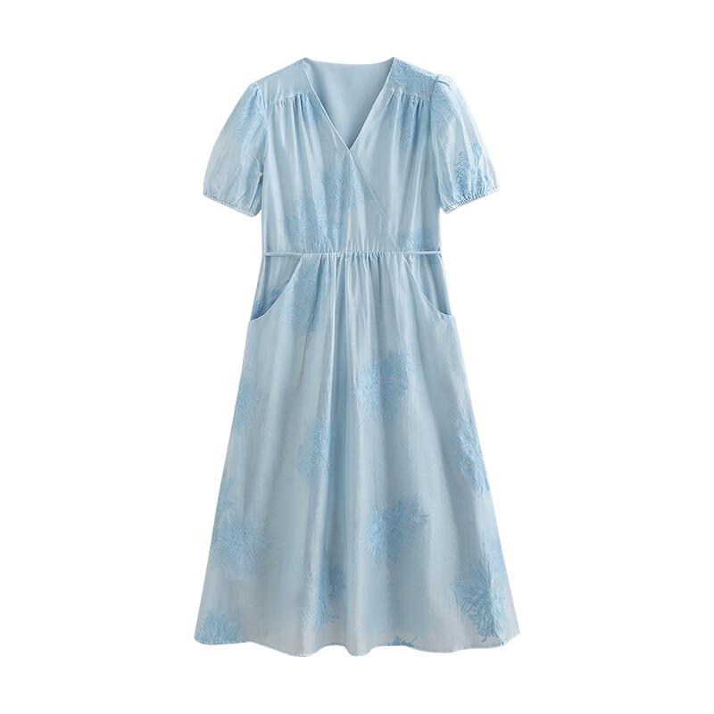 Chuyu Lyocell Embroidered V-Neck A-Line Maxi Dress