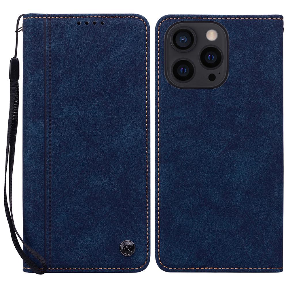 Für iPhone 16 Pro Hülle Linienmuster Brieftasche Leder Handyhülle mit Riemen