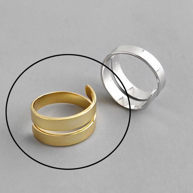 925 Silver Rings For Women Hollow Out Gold Color Temperament Personality Fashion Female Trendy Resizable Opening Rings