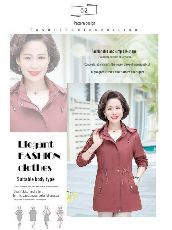 Szykowny Damski Płaszcz Przejściowy Plus Size dla Kobiet w Średnim Wieku i Starszych, Nowy Styl Wiosna/Jesień 2025