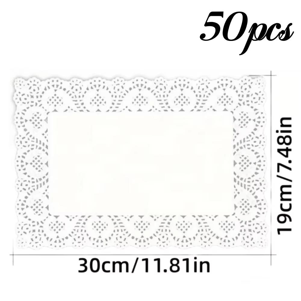 50PCS White Round Lace Mat Cupcake Paper For Fried Food Dessert Cookies Cake Party Wedding Table Decor Pad Kitchen Supplies