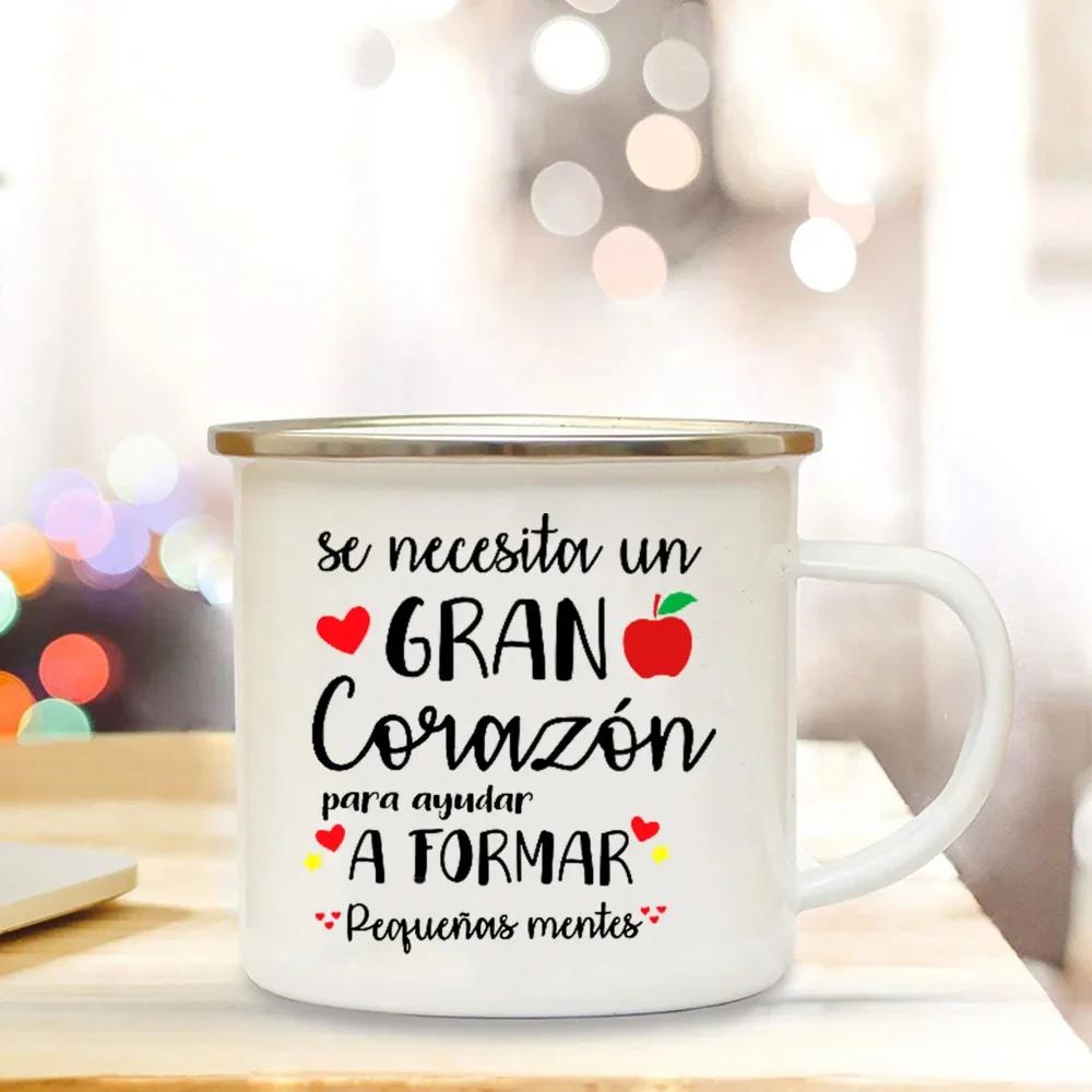 Emailletassen Kaffee Es braucht ein großes Herz, um kleine Geister zu formen Spanien Emaillebecher Teetasse Becher Bier Ungewöhnliche Becher Trinkgeschirr
