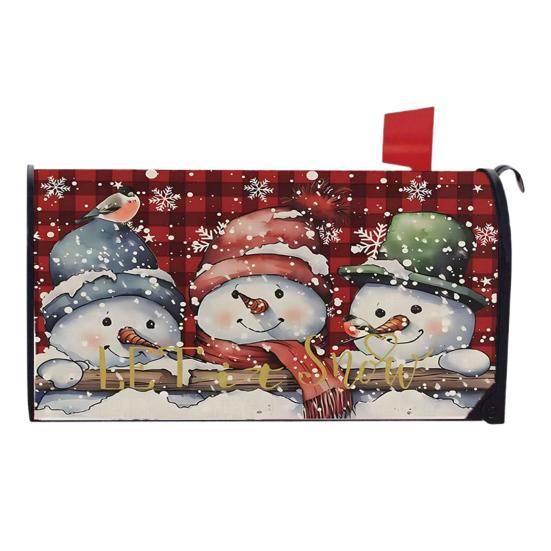 Winter Magnetic Mailbox Cover Standard Size 18 X 21in Merry Christmas Mailbox Wraps Cover Holiday Post Letter Box Cover for Outdoor Garden Yard Decor