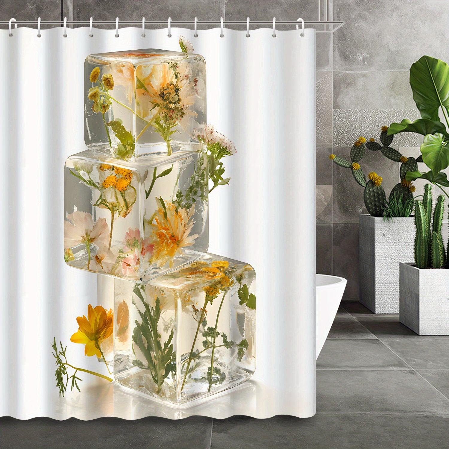 

Modern Art Floral Specimen Shower Curtain with 12 Hooks - Decorative Print for Bathroom Accessories W90xH180cm