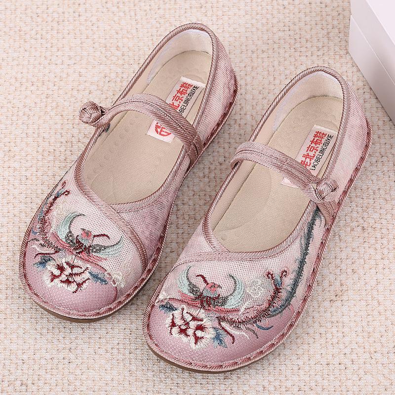 Dámské letní boty s potiskem, látkové boty starého Pekingu, dámské nové létající tkané prodyšné vyšívané boty, univerzální boty k Hanfu, pohodlné jednoduché