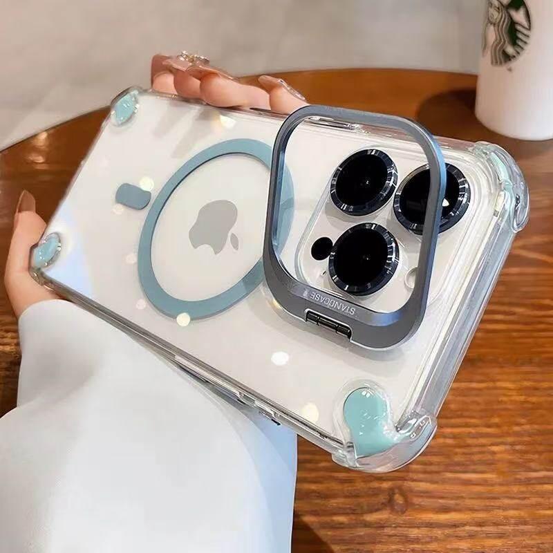 Transparent Camera Stand Holder Acrylic Phone Case for For Iphone 17 Air 16 15 14 13 12 Pro Max Plus for Clear Cover