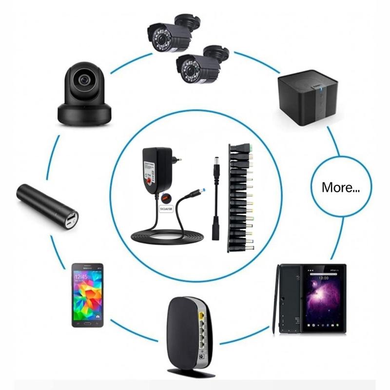 Adjustable 12V DC100-240V to DC5521 Power Supply Adapter 100-240V Input with Safety Protections