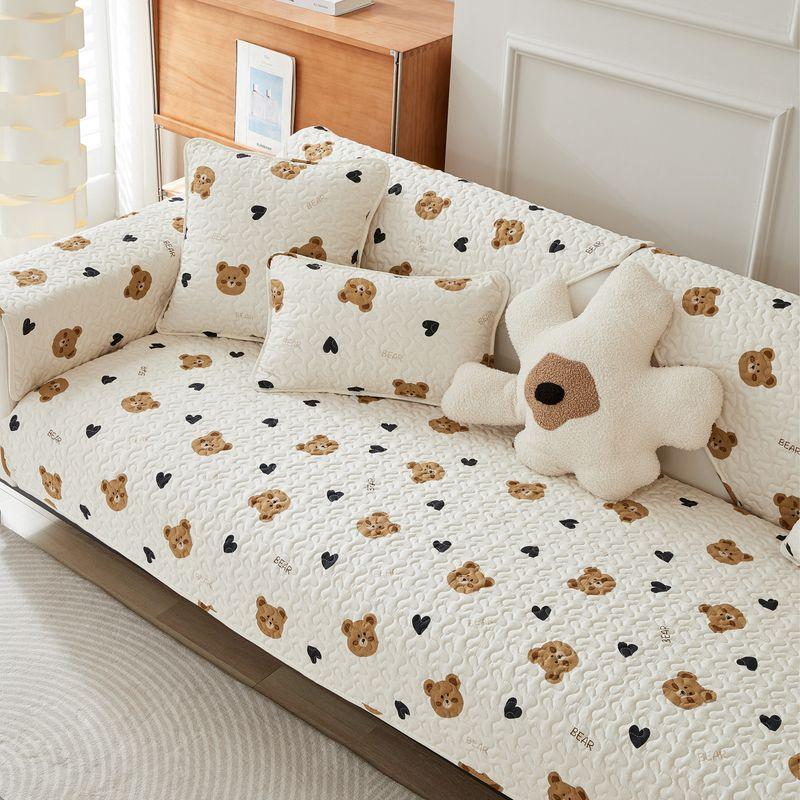 

Подушка для дивана из чистого хлопка «Четыре сезона», нейтральная нескользящая ткань, современный минималистичный универсальный чехол для дивана, хлопковый скандинавский чехол для дивана Cotton-Heart Bear 70*70cm