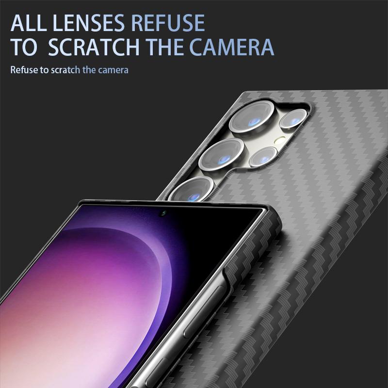 For Samsung Galaxy S24 Ultra Case Anti-drop PC Carbon Fiber Texture Phone Guard Cover