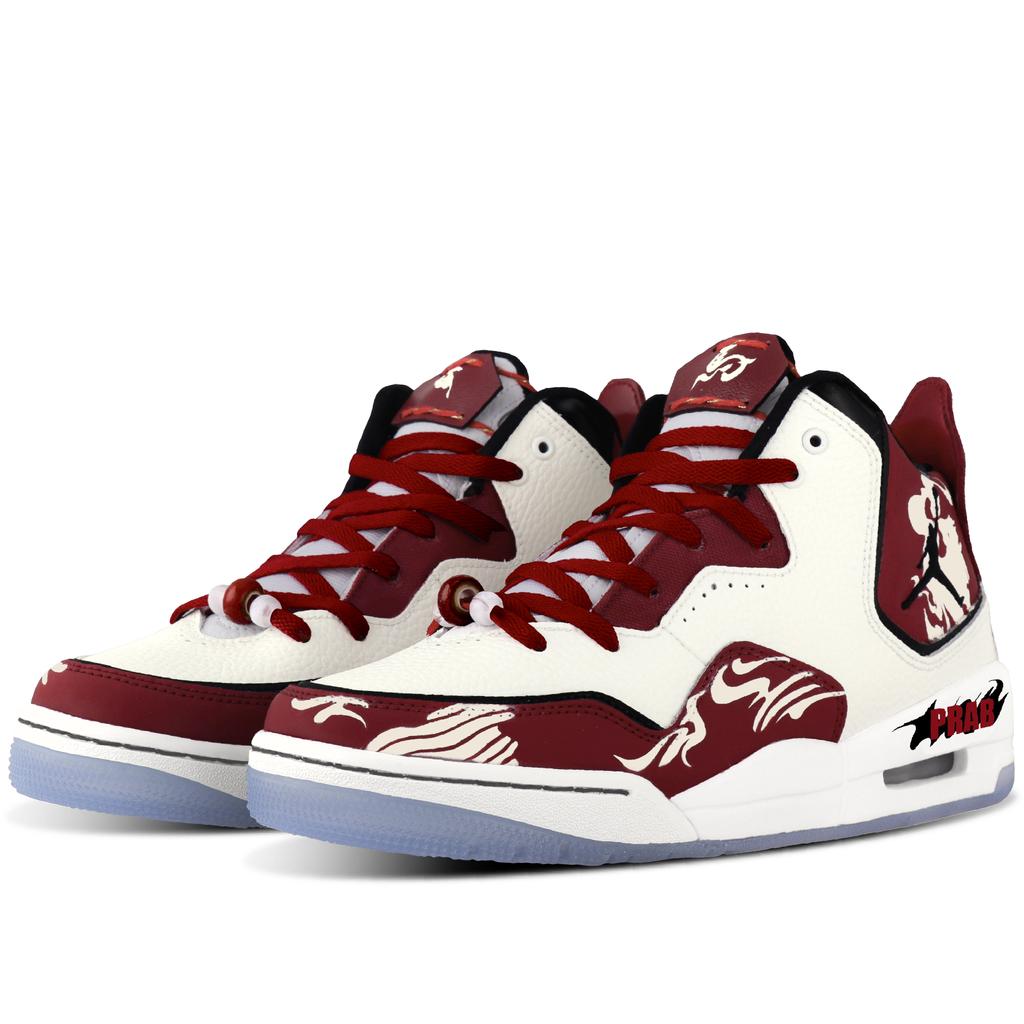Jordan Courtside 23 Leather Abrasion Resistant Mid top Vintage Basketball Shoes Unisex Beige Red AR1000-104(Team1559-SBOX)