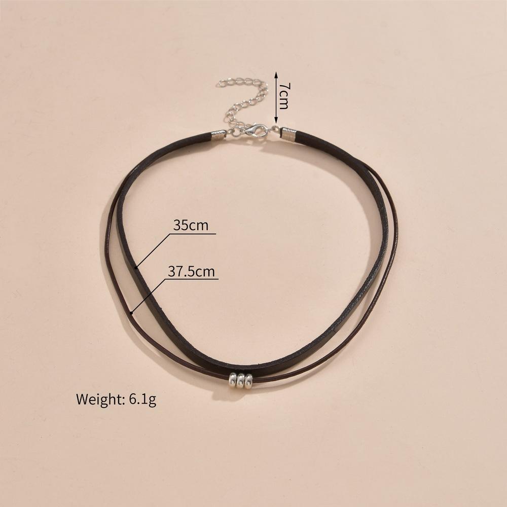 New Accessories Short Choker Leather Neck Double Layer Stacked Necklace Women's Clavicle Neck Chain Collar
