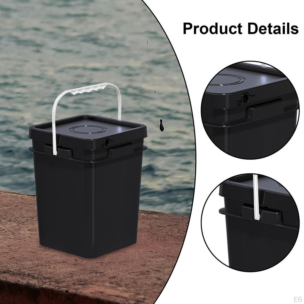Empty Stackable Square Pail with Lid, Useful in Industrial Settings and Beyond