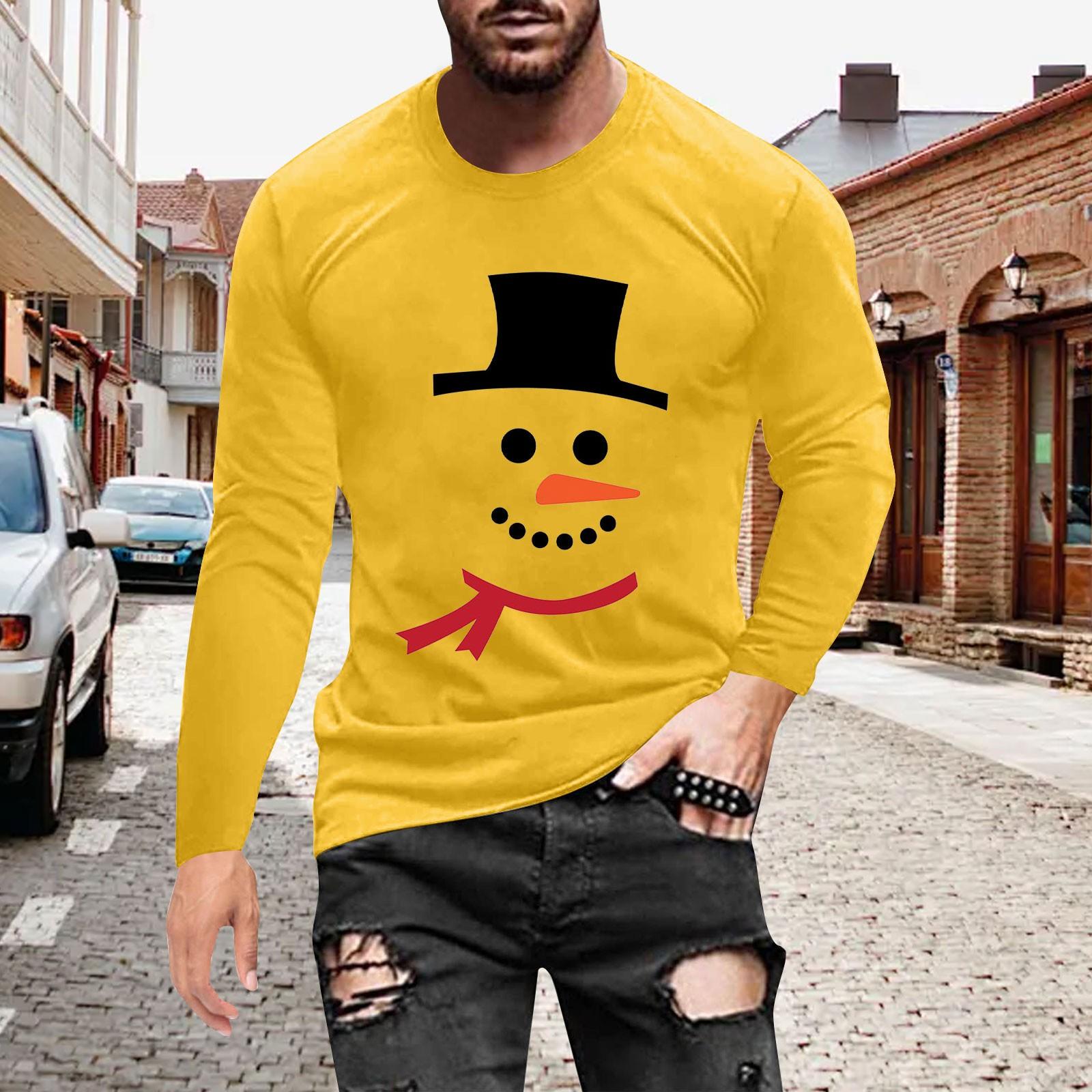 

Муж. Футболка Круглый вырез Одежда Одежда На открытом воздухе Длинный рукав С принтом Модельер Винтаж XXXXL жёлтый