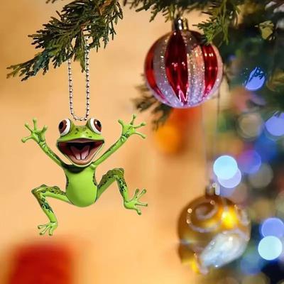 1/2/3/4/5 Stück 2D-Acryl-Frosch-Hängedekoration mit Perlenkette für den Auto-Rückspiegel, Anhänger, Auto-Innenausstattung