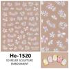 5D Embossed Flower Nail Stickers - Jelly & Lily Ice Designs