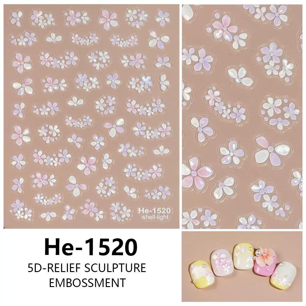 5D Embossed Flower Nail Stickers - Jelly & Lily Ice Designs