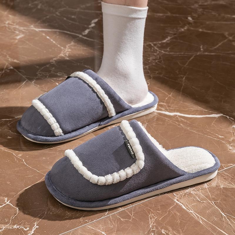 Cotton Slippers for Home Use Spring and Autumn Indoor Warm and Non-slip Cixi Couple Plush