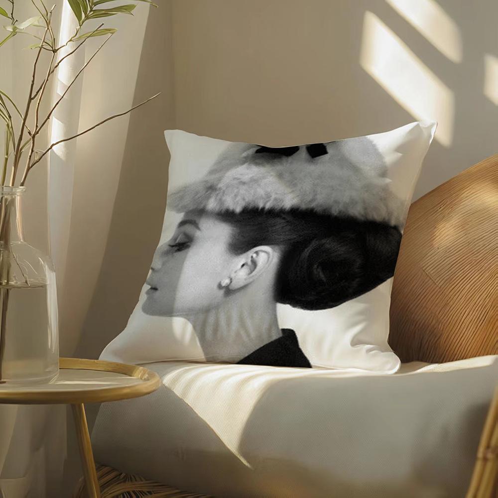A-Audrey Hepburn Pillow Case Silky Elegant Comfort Sofa Bed Invisible Zipper
