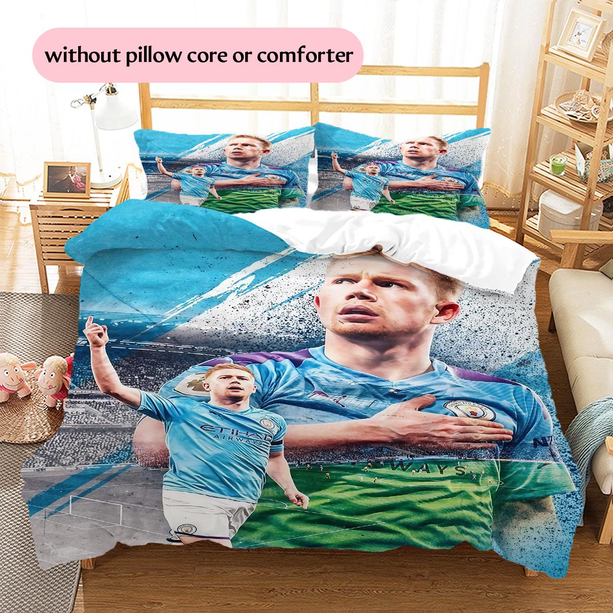Kevin De Bruyne Pattern Bedding Home Decoration Birthday Gift (1 * duvet cover + 2 * pillowcase, without core) 135x200cm