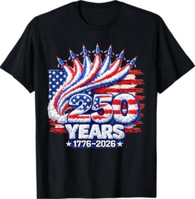 250 Years USA 1776 2026 4th of July Jet Patriotic American T-Shirt