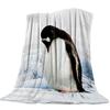 Custom Blanket Home Textile Penguin Cartoon Background Feet Flannel Weighted Blanket Warm Soft Throw Sofa Bed Travel Blankets
