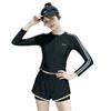Damen Studentinnen-Stil Sport Badeanzug Schlankmachend Dezent Zweiteilig Langärmelig UV-Schutz Boxerschnitt Thermalbad Badebekleidung
