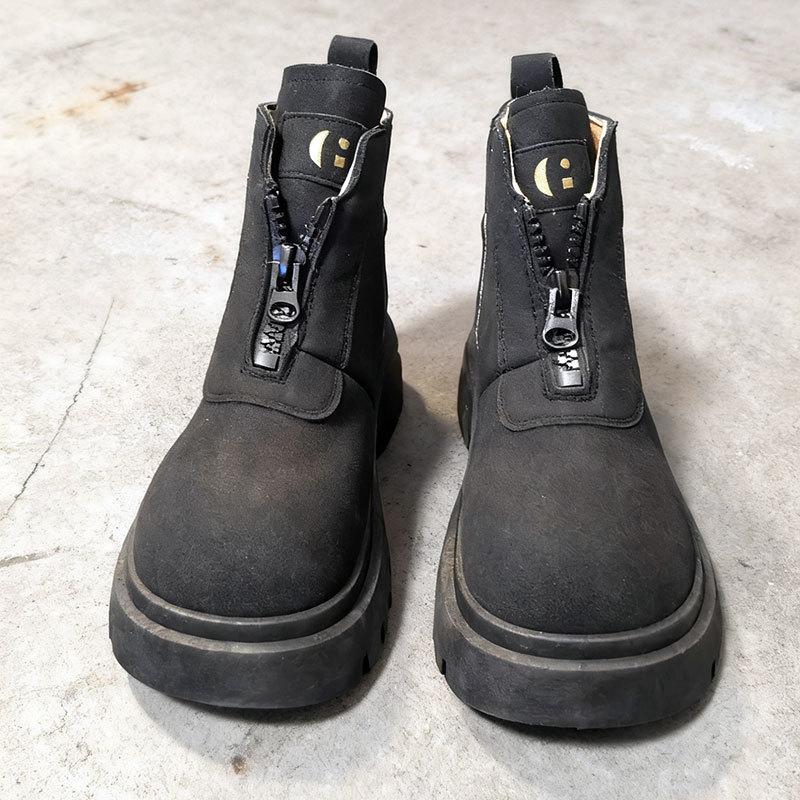 Front Zipper Martin Boots Women's Autumn New Retro Suede Thick-soled Heightening Short Boots Versatile Single Boots