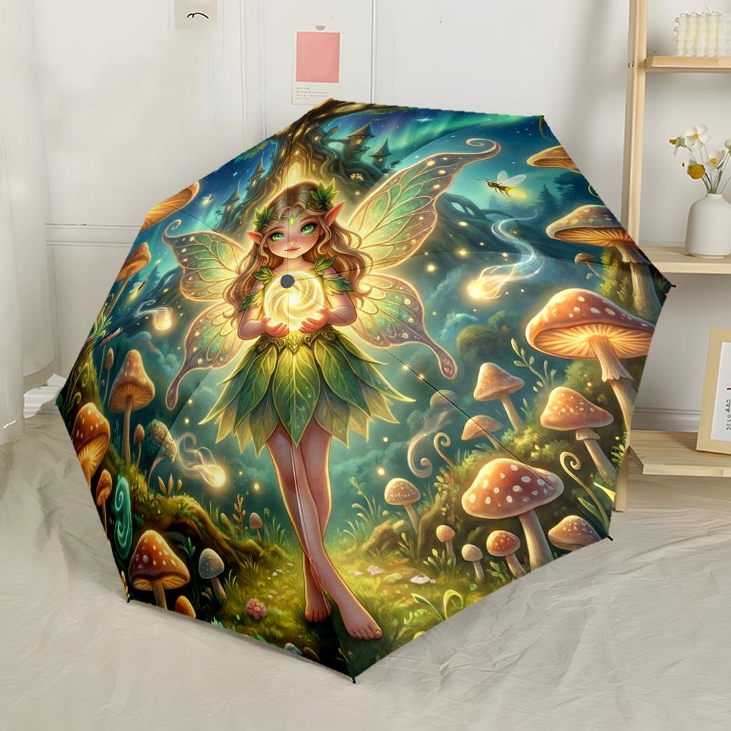 Feengarten Abenteuer Automatischer Regenschirm für Draußen mit 8 Speichen Stabile Konstruktion Reiseutensil Stilvolles Accessoire Hochzeitsfeier Geschenk