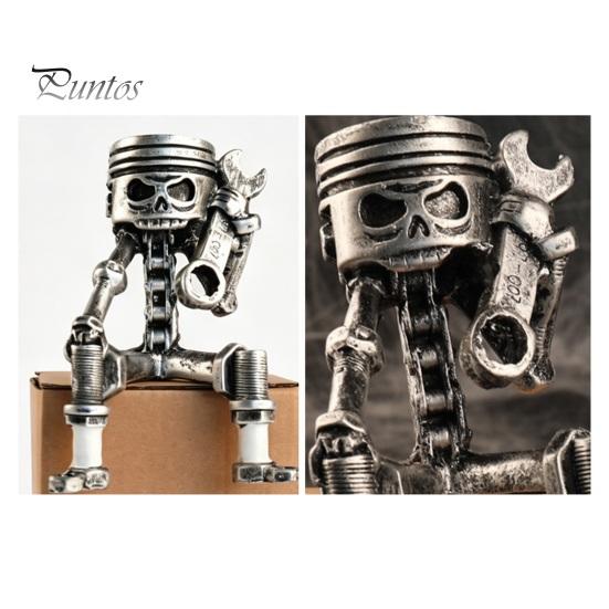 Unique Home Office Accents Vintage Skeleton Robot Statue, Industrial Mechanical Resin Figurine, Skull Statue Gothic Desk Decor for Bookshelf