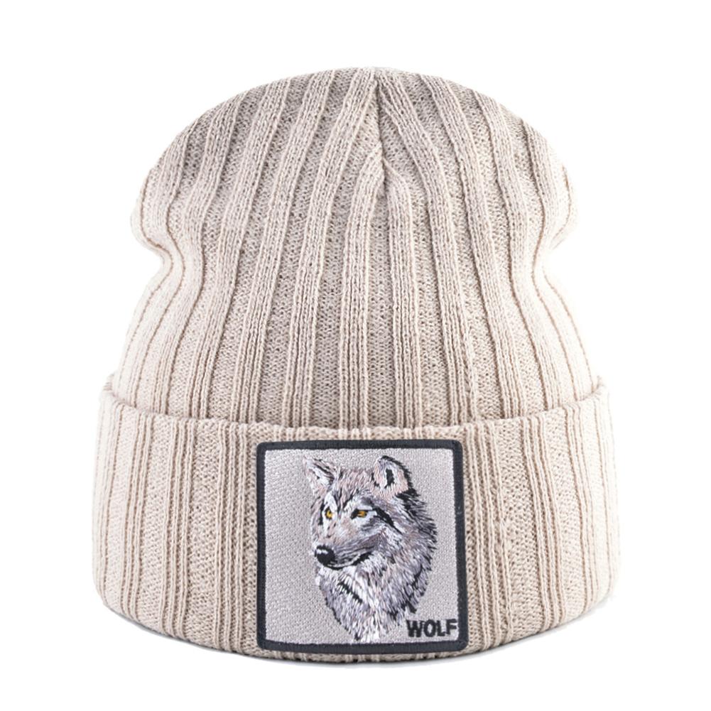 Hats For Knitted Fashion New Men Women Wolf Pattern Skullies Beanies Unisex Knitting Streetwear Hip Hop Bonnet Caps Kpop Gorras