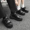 Niche design sense square head small leather shoes women's British style derby shoes thick heel lace-up retro single shoes women 5776-J