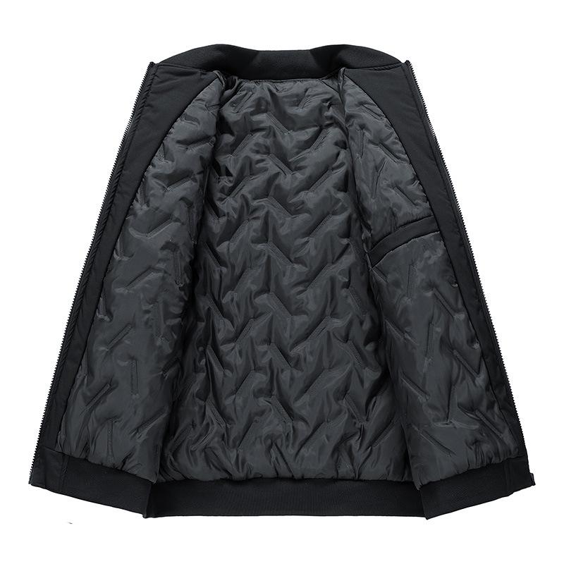 Men's Winter Stand Collar Cotton Coat - Loose, Solid Color, Thickened Plus Size, Two-Way Zipper Casual Jacket.