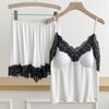 Women's Lace Camisole Pajama Set: Lightweight Two-Piece with Bra Pads and Shorts for Summer.